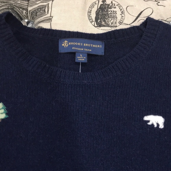 🎁 Brook Brothers Embroidered Wool Blend Sweater - Picture 5 of 8
